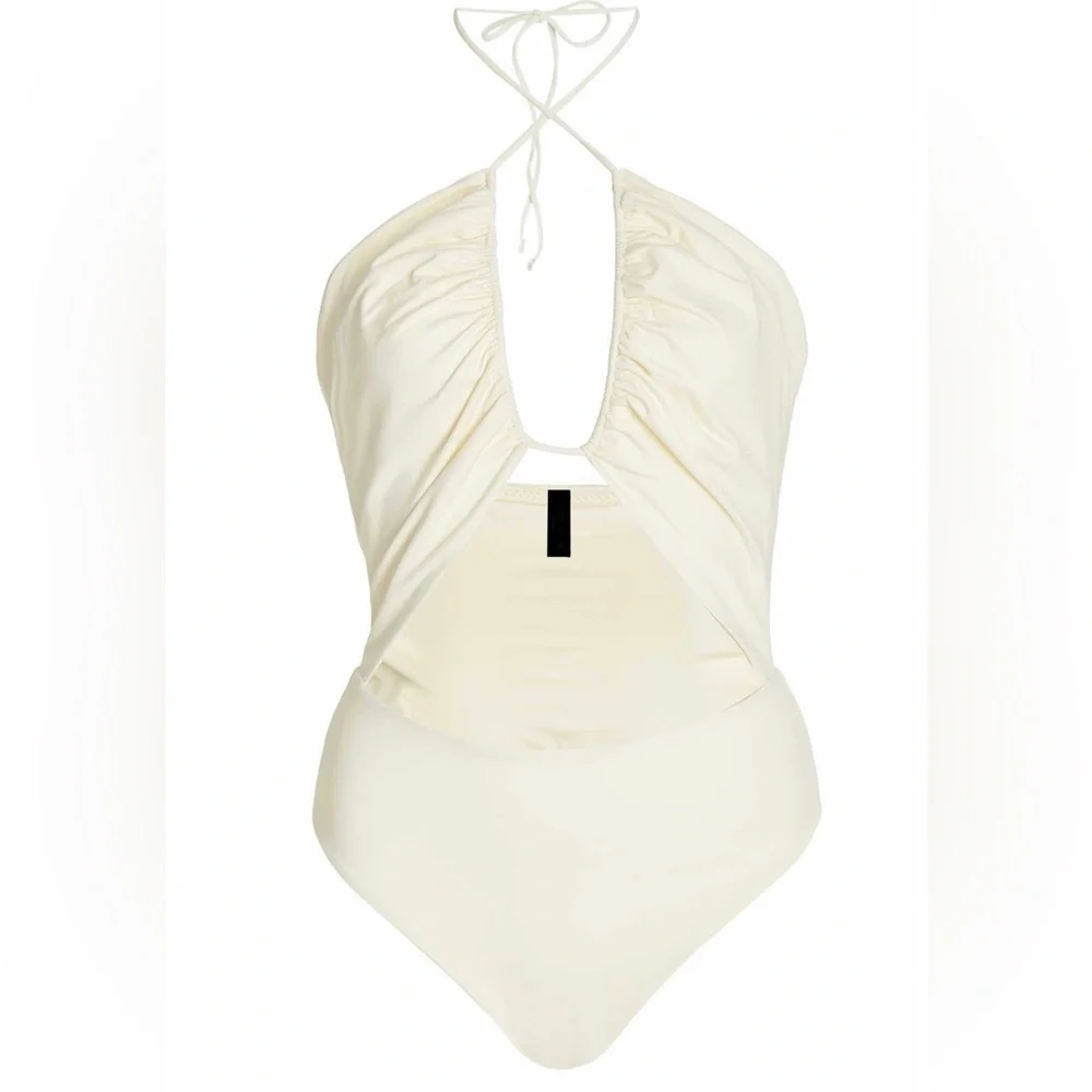 Lena Vie Elevated White Essentials Cutout One-Piece Swimsuit Bikinis - Picture 5 of 8